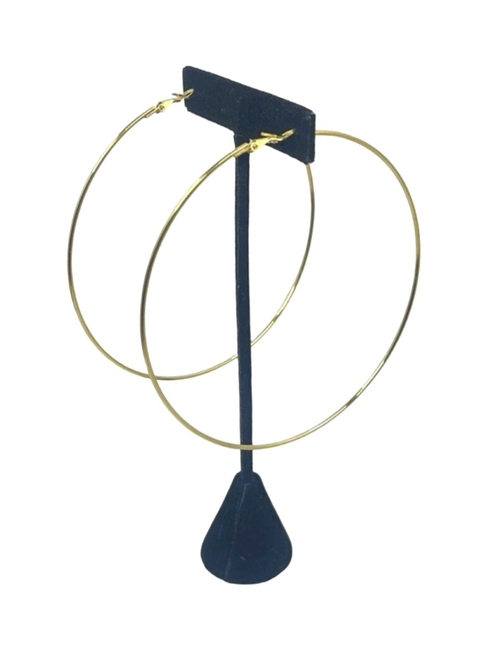 Oversized Thin Gold Tone Hoop Earrings - Approximately 4”